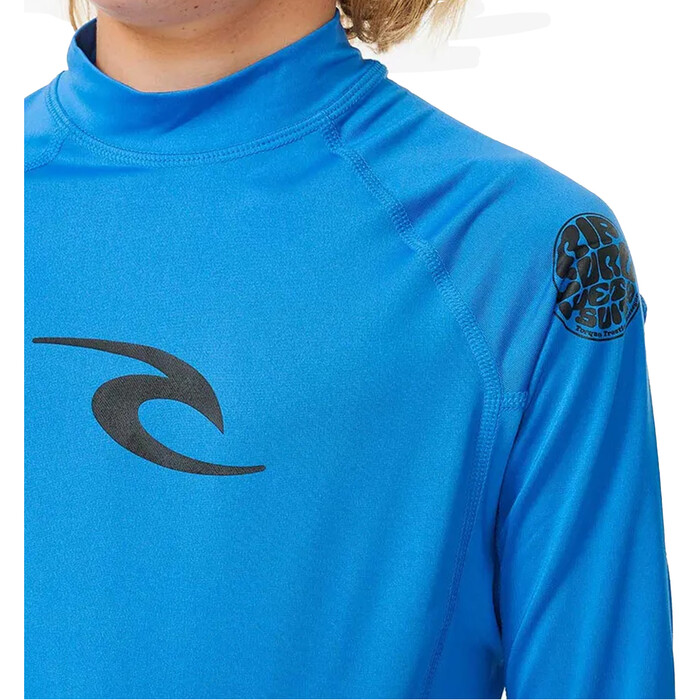 2024 Rip Curl Boys Brand Wave UPF Long Sleeve Rash Vest 122BRV - Blue Gum